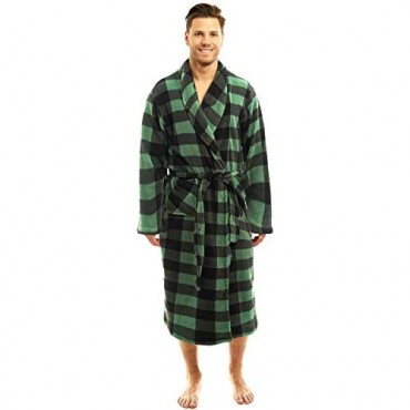 Men's Luxurious Robe-Plush Warm Lounging Kimona-Shawl Collar In Bold Plaids