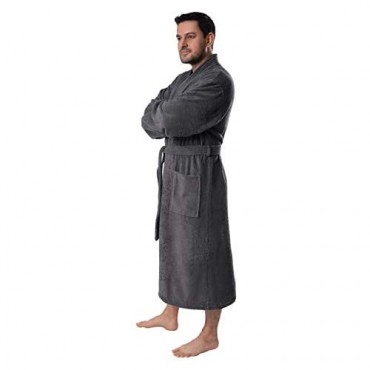 Mens Robe Certified Organic Bathrobe – 100% Organic Turkish Cotton Kimono Style Terry Cloth Bathrobe