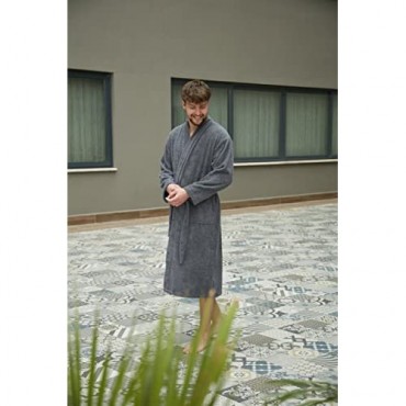 Mens Robe Certified Organic Bathrobe – 100% Organic Turkish Cotton Kimono Style Terry Cloth Bathrobe