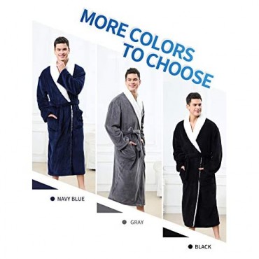 Mens Robe - Sherpa Kimono Shawl Collar Bathrobe Comfy Spa Bath Robe S-XL
