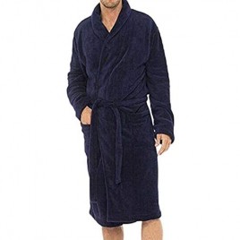 Shuyun Winter Mens Cotton Bath Robe Big Tall Terry Bathrobe with Pockets