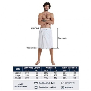 SIORO Mens Towel Wrap Spa Bath Robe Bamboo Cotton Body Wrap Towels with Adjustable Closure for Sauna Pool