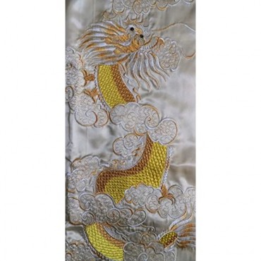 THY COLLECTIBLES Unisex Reversible Silk Satin Robe Kimono Relaxation Bathrobe Dragon Embroidered Night Gown