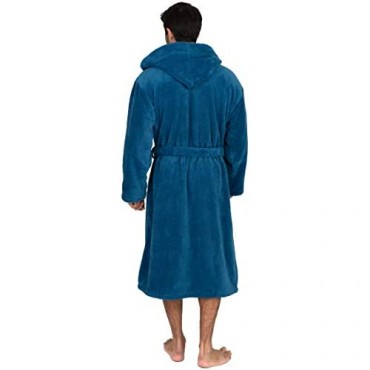 TowelSelections Men's Robe Plush Fleece Hooded Spa Bathrobe