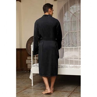 Vulcanodon Mens Robe Fleece Warm Robes for Men with Pockets Lightweight Mens Bathrobe Soft Sleepwear