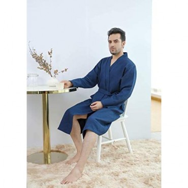 XING YE CHUAN Kimono Waffle Robe for Men Lightweight Knit Bathrobe Spa Bathrobe Hotel Nightgown