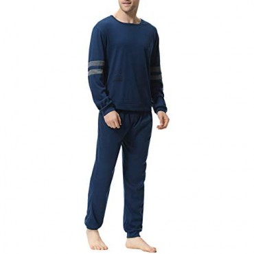 Aiboria Men's Pajamas Set Cotton Long Sleeve Top and Pants Soft Sleepwear Lounge Set