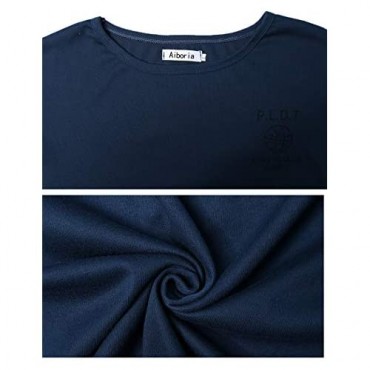 Aiboria Men's Pajamas Set Cotton Long Sleeve Top and Pants Soft Sleepwear Lounge Set