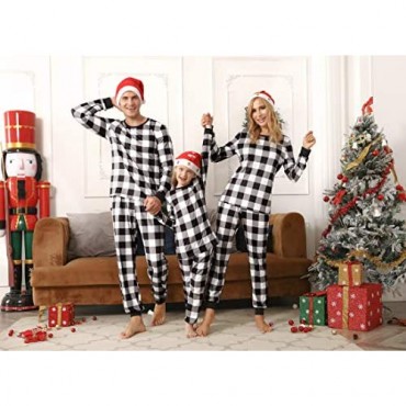Akalnny Christmas Pajamas Family Pjs Matching Sets Plaid Long Sleeve Sleepwear Set Suit for Kids and Couples