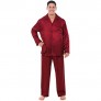 Alexander Del Rossa Men's Button Down Satin Pajama Set with Sleep Mask  Long Silky Pjs