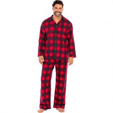 Alexander Del Rossa Men's Warm Flannel Button Down Pajamas Long Cotton Pj Set XLT Red and Navy Plaid (A0473Q34XT)