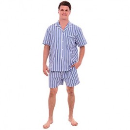 Alexander Del Rossa Mens Woven Cotton Pajama Set  Button-Down Shorts Pjs  3X Dark Blue and White Striped (A0697P193X)