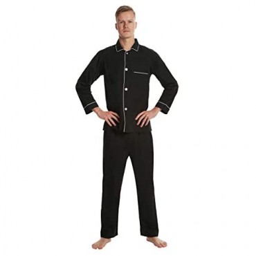 EVERDREAM Men’s Pajama Set Solid Lightweight Botton Down Pajamas for Men