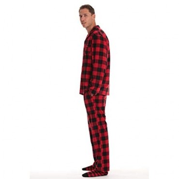 #followme Family Pajamas Buffalo Plaid Button-Front Microfleece Pajamas Set with Matching Socks