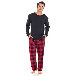 Khombu Mens Pajama Set - Long Sleeve Thermal Shirt & Pants Loungewear Sleepwear