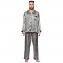 Lavenderi Men's Long Sleeve Silk Satin Pajama Set  Silky Pajamas Sleepwear