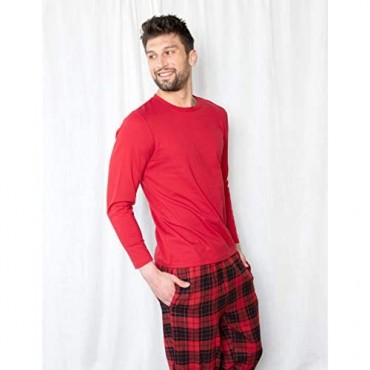 Leveret Mens Cotton Top & Flannel Pants 2 Piece Pajama Set (Size Small-XX-Large)