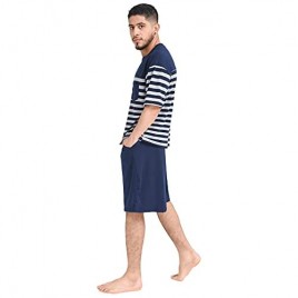 Mens Pajama Set Short Sleeve Summer Men's Pajamas Sets Short Mens Sleepwear Pjs Set Lightweight