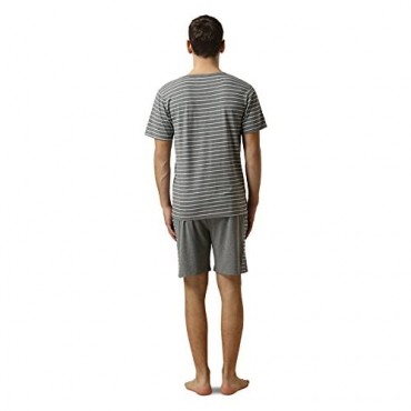 Men's Pajama Set Summer Striped Pajama Set Classic Short Sleeve Sleepwear For Loose Casual sleepwear