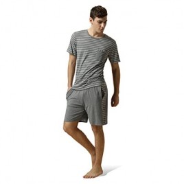 Men's Pajama Set Summer Striped Pajama Set Classic Short Sleeve Sleepwear For Loose Casual sleepwear