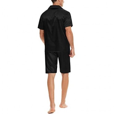 Men's Short Sleeve Satin Pajama Set with Shorts