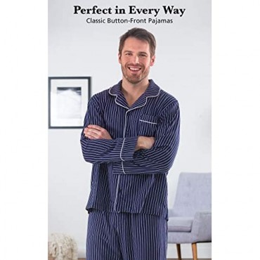 PajamaGram Classic Mens Pajamas Cotton - Men Pajamas Set
