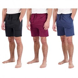 Real Essentials 3 Pack:Men’s 100% Cotton Ultra-Soft Knit Sleep Shorts & Lounge Wear