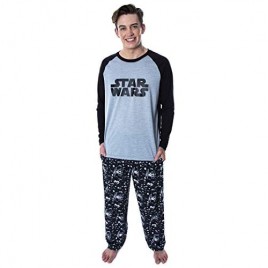 Star Wars Men's Pajamas Classic Logo Raglan Shirt And Lounge Pants 2 PC Sleepwear Pajama Set