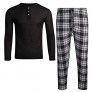Ten West Apparel Men's Pajama Set - Polar Fleece Flannel Plaid Pajama Pants with Thermal Henley Sleep Shirt