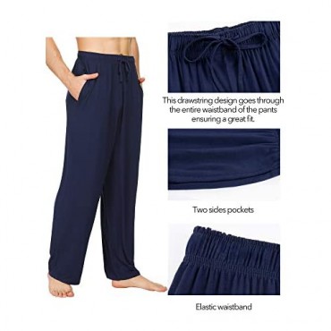 WiWi Men's Bamboo Knit Sleep Pants Lightweight Pajamas Bottoms Lounge Pant with Pockets Plus Size Loungewear S-4X