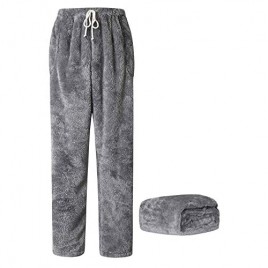 Cromoncent Men’s Plush Warm Pajama Pants with Pockets