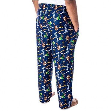 Looney Tunes Men's Daffy Duck Bugs Bunny Taz Marvin Martian Allover Toss Print Lounge Sleep Pajama Pants