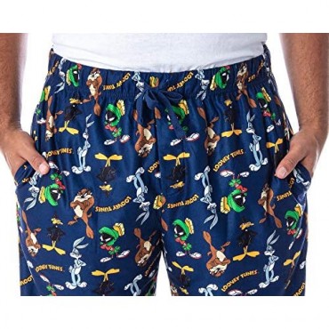 Looney Tunes Men's Daffy Duck Bugs Bunny Taz Marvin Martian Allover Toss Print Lounge Sleep Pajama Pants