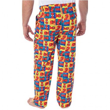 Marvel Men's Ultimate Spiderman Portrait Grid Print Adult Sleep Lounge Pajama Pants