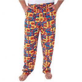 Marvel Men's Ultimate Spiderman Portrait Grid Print Adult Sleep Lounge Pajama Pants