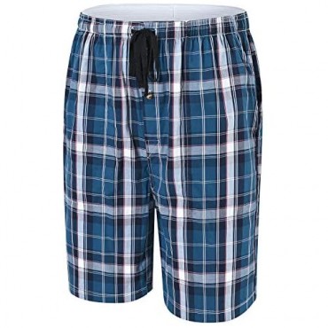 MoFiz Men's Pajama Shorts Sleep/Lounge Shorts Cotton Sleepwear Shorts Plaid PJS 3 Pack