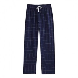 Vulcanodon Mens Cotton Pajama Pants  Lightweight Sleep Pants with Pockets Soft Lounge Pajama Pants for Men Plaid Pj Bottoms