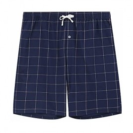 Vulcanodon Mens Cotton Pajama Shorts Lightweight Sleep Pants with Pockets Soft Lounge Pajama Shorts for Men Plaid Pj Bottoms