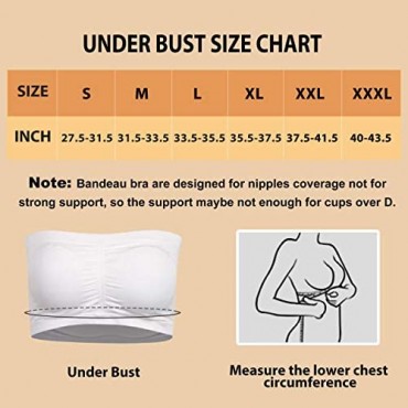 BINACL Off Shoulder Tops Bra Women's Soft Invisible Strapless Seamless Removable Padded Bandeau Bra Work Business Yoga Home Relax Breathable Basic Layer Tube Top Bodybuilding Bra 1 Pk White L