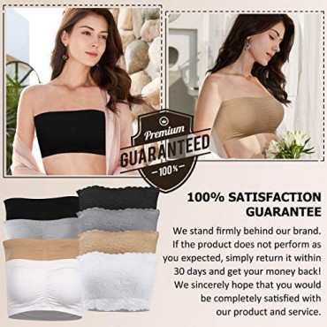 BINACL Off Shoulder Tops Bra Women's Soft Invisible Strapless Seamless Removable Padded Bandeau Bra Work Business Yoga Home Relax Breathable Basic Layer Tube Top Bodybuilding Bra 1 Pk White L