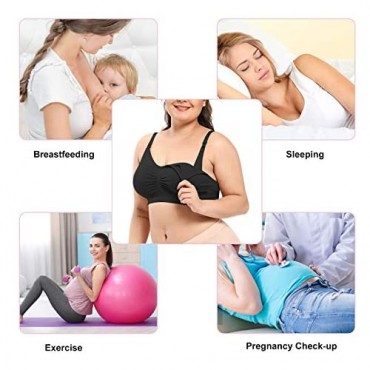 CYDREAM Women Maternity Nursing Bra Sleep Bralette Breastfeeding Bras Seamless Padded Removable with Free Extenders