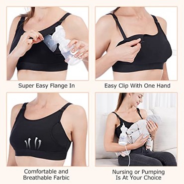 Hands Free Pumping Bra Momcozy Adjustable Breast-Pumps Holding and Nursing Bra Suitable for Breastfeeding-Pumps by Lansinoh Philips Avent Spectra Evenflo and More(Black Medium)