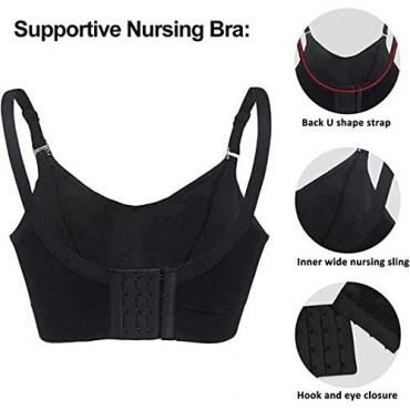Natseekgo Nursing Bra Seamless Maternity Bra for Breastfeeding and Sleeping with Extra Bra Extenders