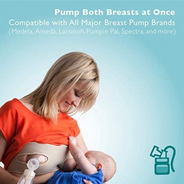 Pump Strap Handsfree Strapless Pumping Bra for Breastfeeding Women Easy Size-Adjustable Pumping Bra - Plus Size (DD/K) Beige