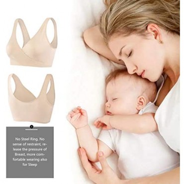 Sunzel Women's Cotton Spandex Seamless Sleep Bra for Nursing and Maternity (XL Beige)