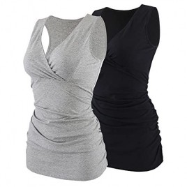 Topwhere Women's Cotton V Neck Tank Top for Maternity and Nursing
