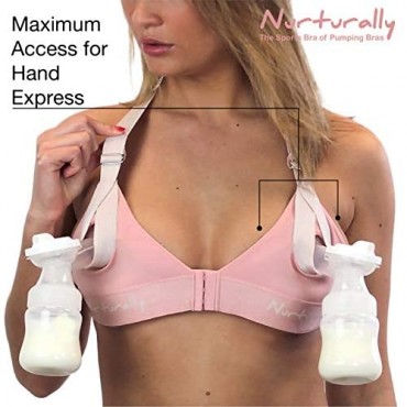 Truly Hands Free Pumping Bra - Nurturally - Fits 36A to 46D Comfortable Adjustable Works with Lansinoh Spectra Evenflo