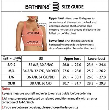 BATHRINS Strappy Sports Bras for Women Padded Wirefree Medium Support Supportive Longline Workout Yoga Bra