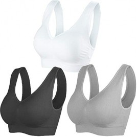 Cabales Sports Bras for Women Seamless Comfortable Yoga Bra with Removable Pads 3 Pack