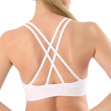 Cabales Women's Racerback Cross Straps Sports Bra with Removable Pads 3 Pack or 1 Pack for Chose